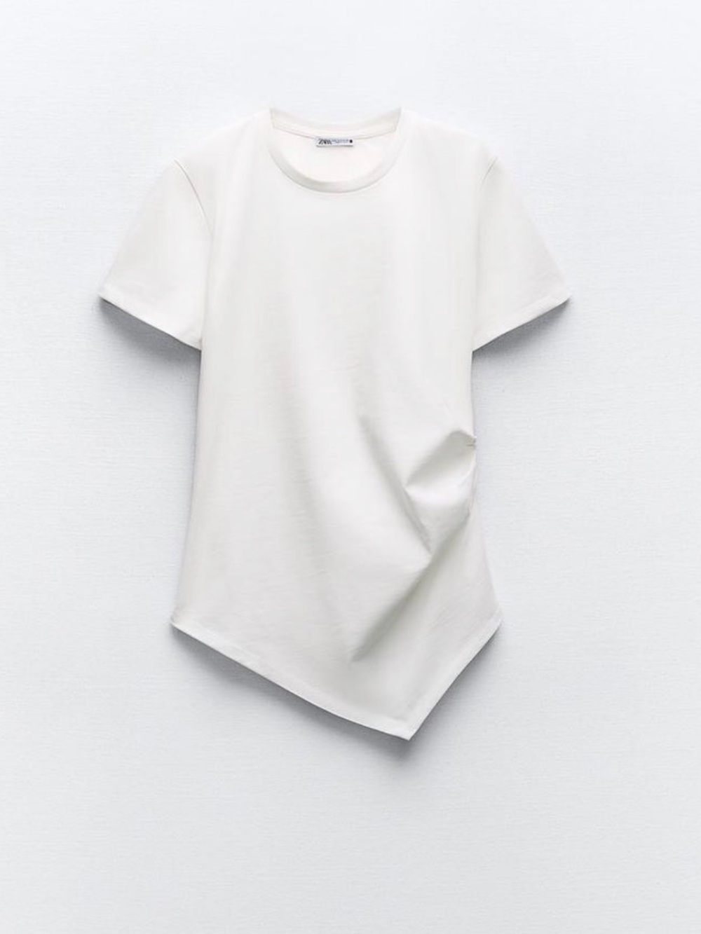 Zara Ruched Asymmetric Short Sleeve Tee